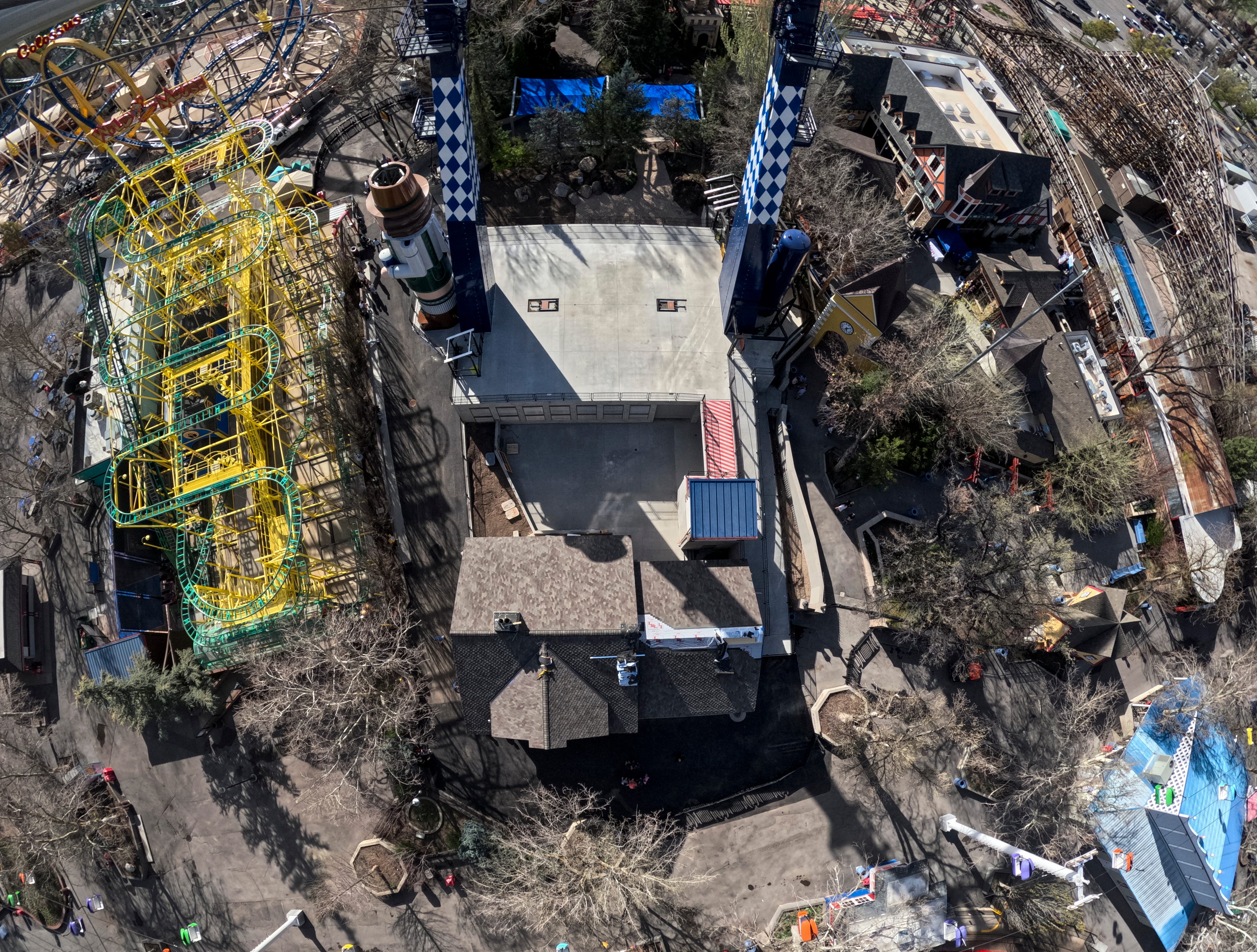 At the top of Lagoon’s new ride, Nutcracker, riders gain a unique perspective of Lagoon Amusement Park in Farmington on Thursday. This image was taken from a chest mounted GoPro while on the ride.