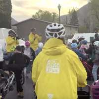 More than 150 kids join BYU's Cosmo to bike to school in Orem