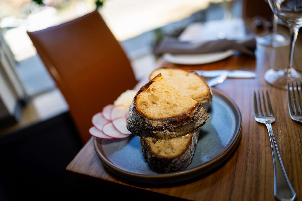 The house sourdough bread at Oquirrh Restaurant in Salt Lake City on March 19. Ordering this is a must, Deseret News' Sarah Gambles said.