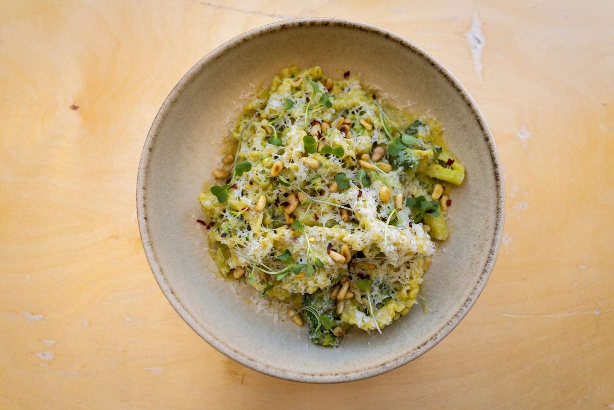 Mafaldine pasta at Oquirrh Restaurant in Salt Lake City on March 19. Owner Andrew Fuller said the menu rotates regularly, so there's always something new to try.