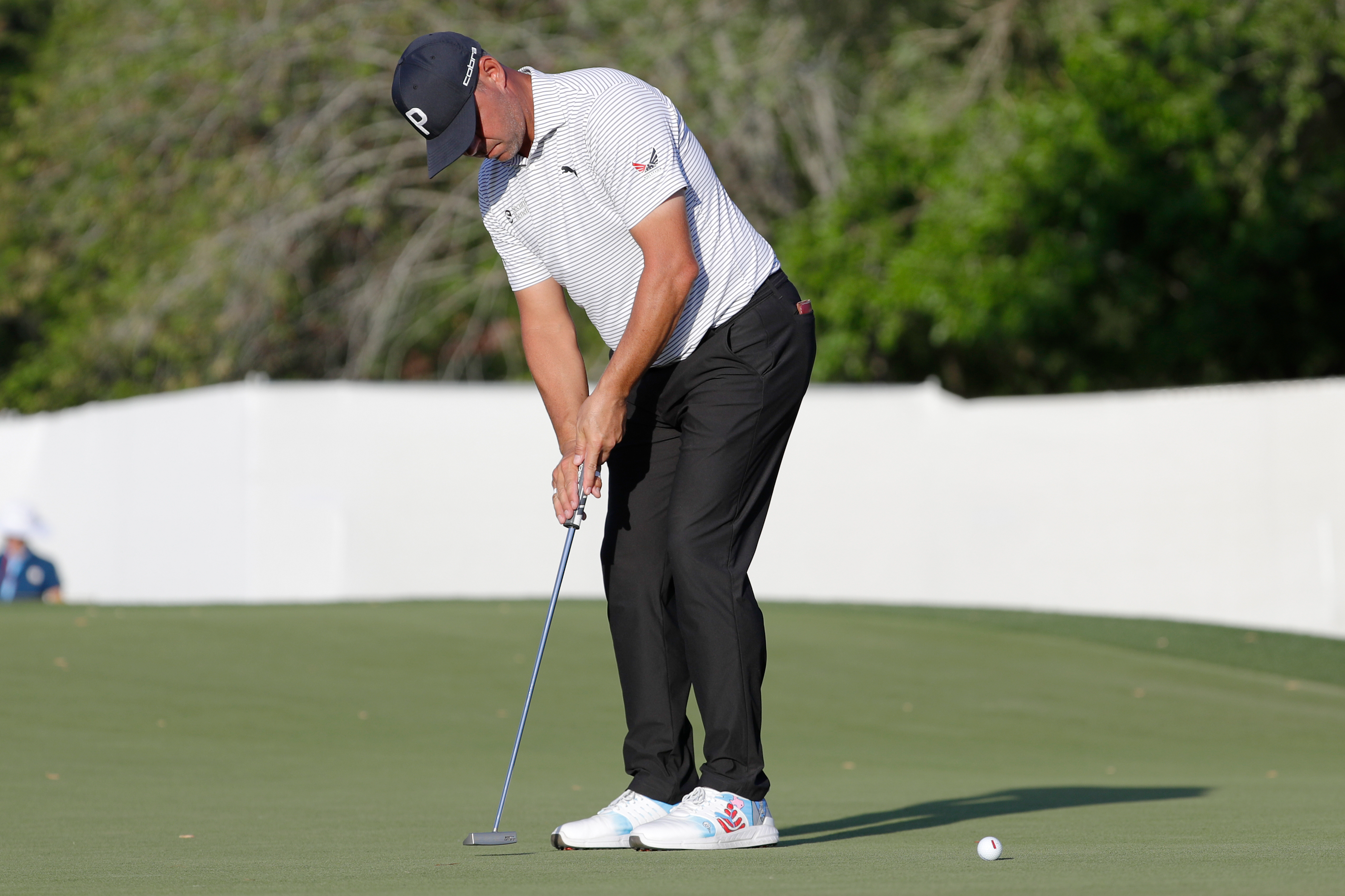 Gary Woodland putts on the ninth green during the first round of the Texas Children's Houston Open golf tournament Thursday, March 26, 2026, in Houston. 