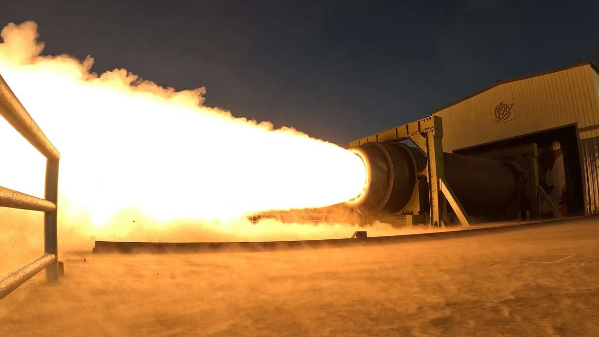 This undated photo provided on Sunday by the North Korean government shows what it says a solid-fuel engine test at an undisclosed location in North Korea. Independent journalists were not given access to cover the event depicted in this image. The content of this image is as provided and cannot be independently verified.