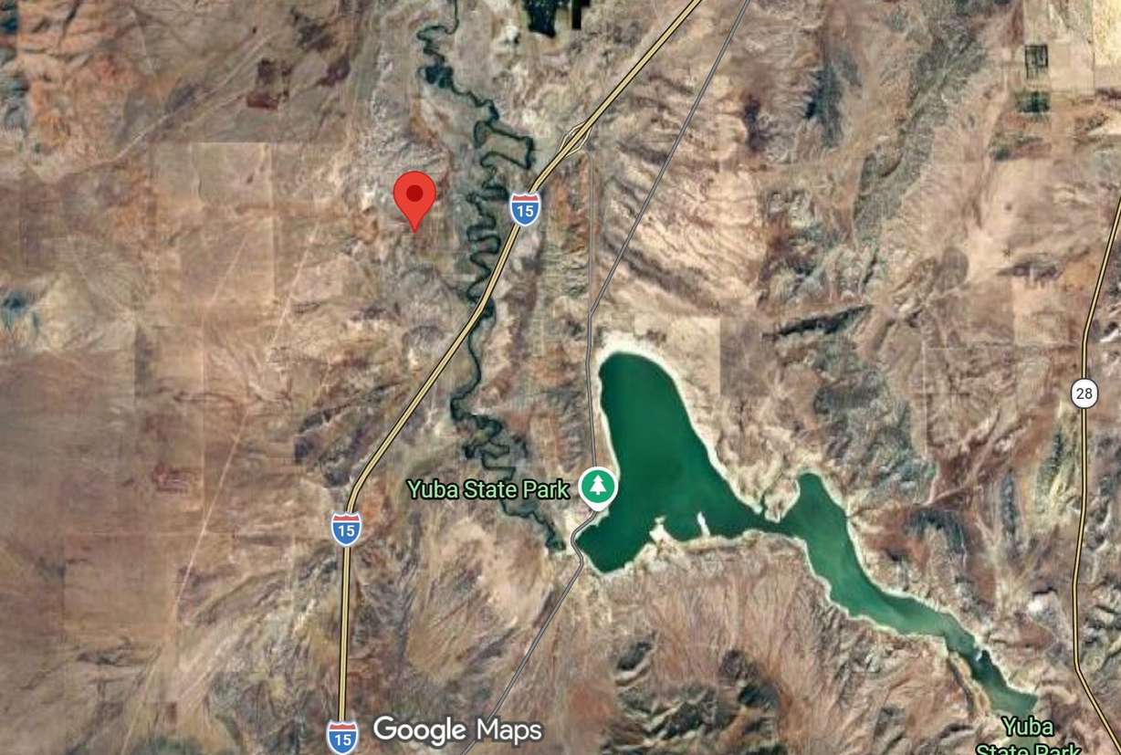 A map of where the River Ranch Fire is burning in Juab County. The fire started on Monday.