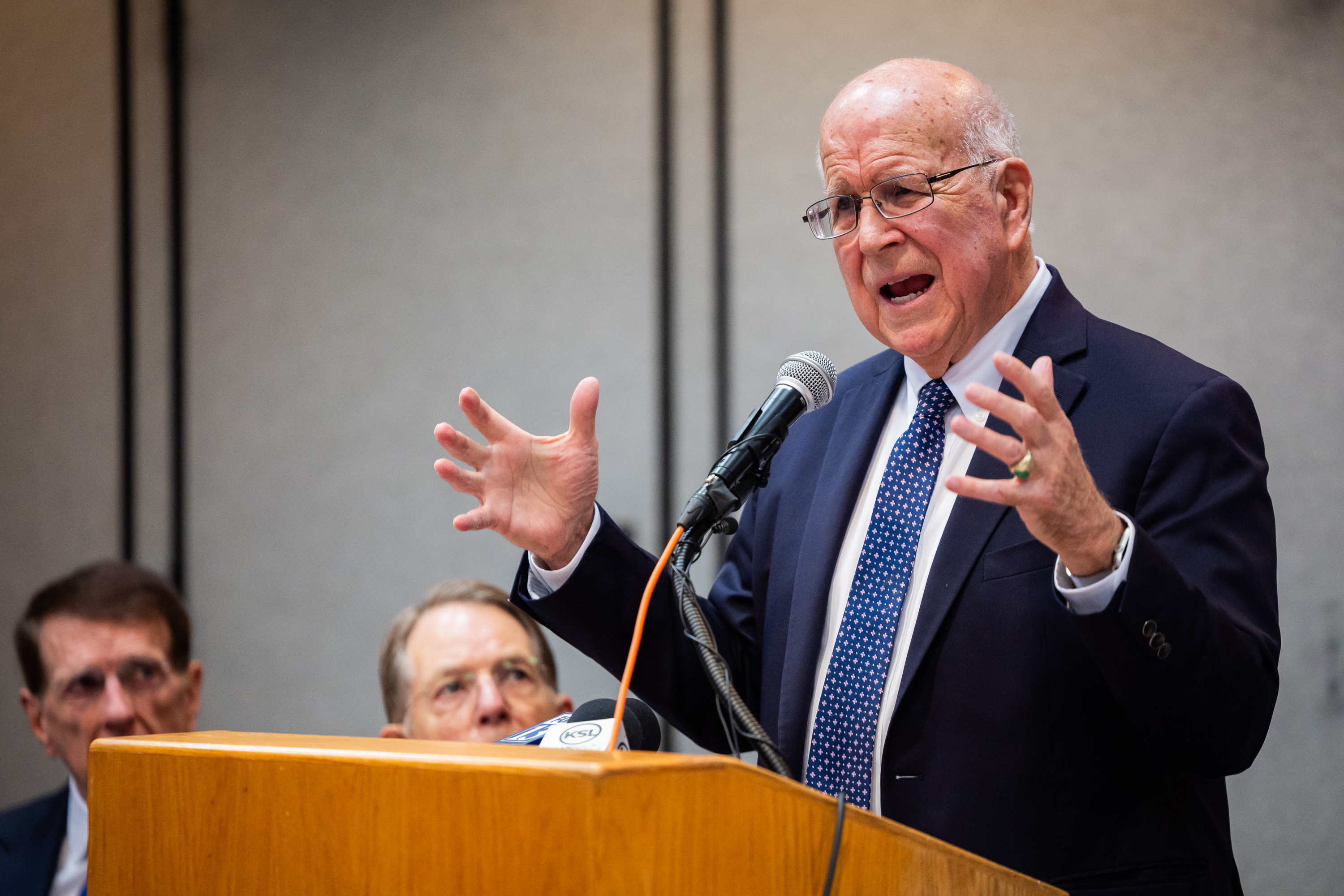 Attorney Richard Lambert discusses plans to pursue a $56 million lawsuit against the U.S. government on behalf of Venezuelan man sent by U.S. officials to a Salvadoran prison at the Utah State Bar in Salt Lake City on Tuesday.