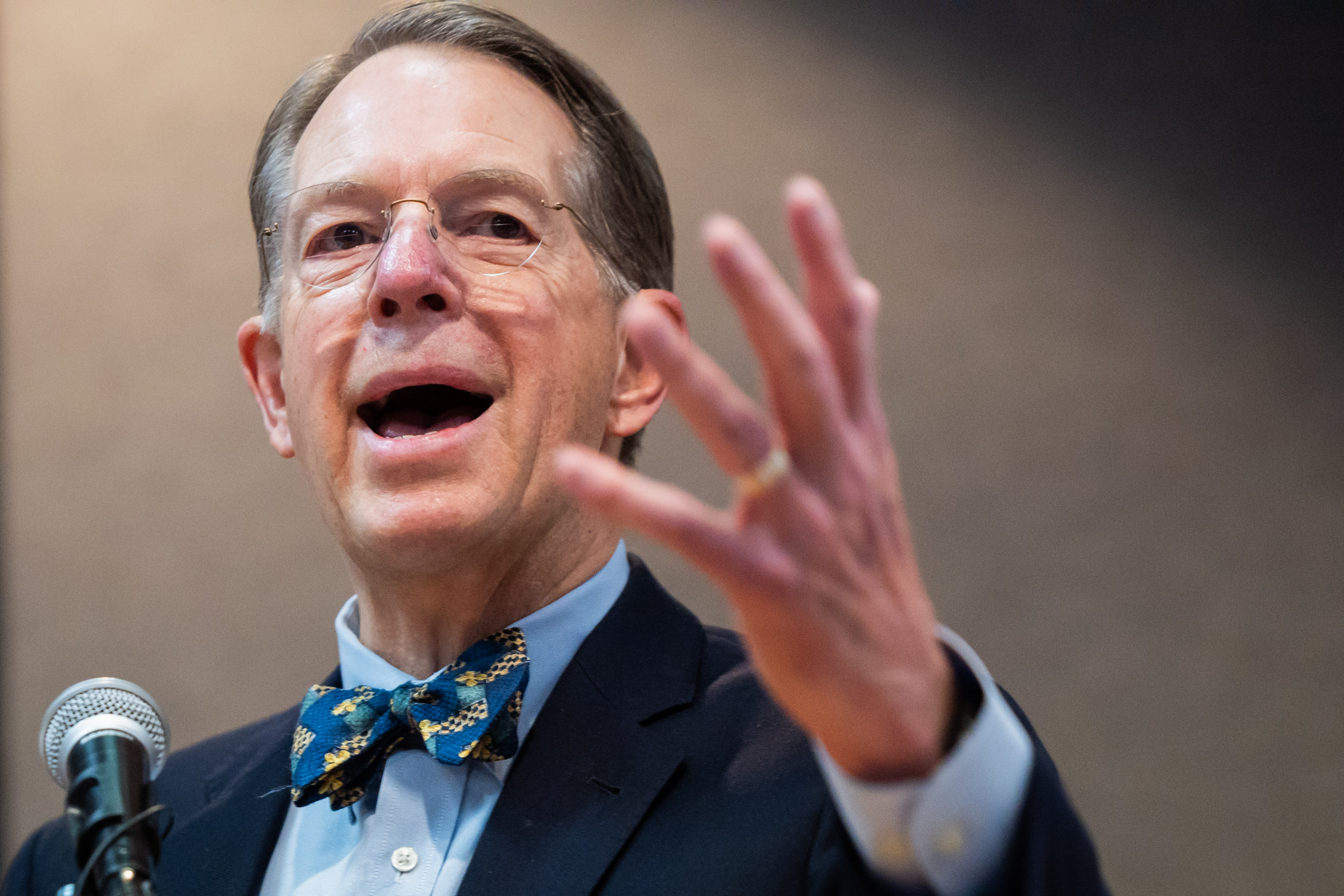 Attorney Jim McConkie discusses plans to pursue a $56 million lawsuit against the U.S. government on behalf of Venezuelan man sent by U.S. officials to a Salvadoran prison at the Utah State Bar in Salt Lake City on Tuesday.