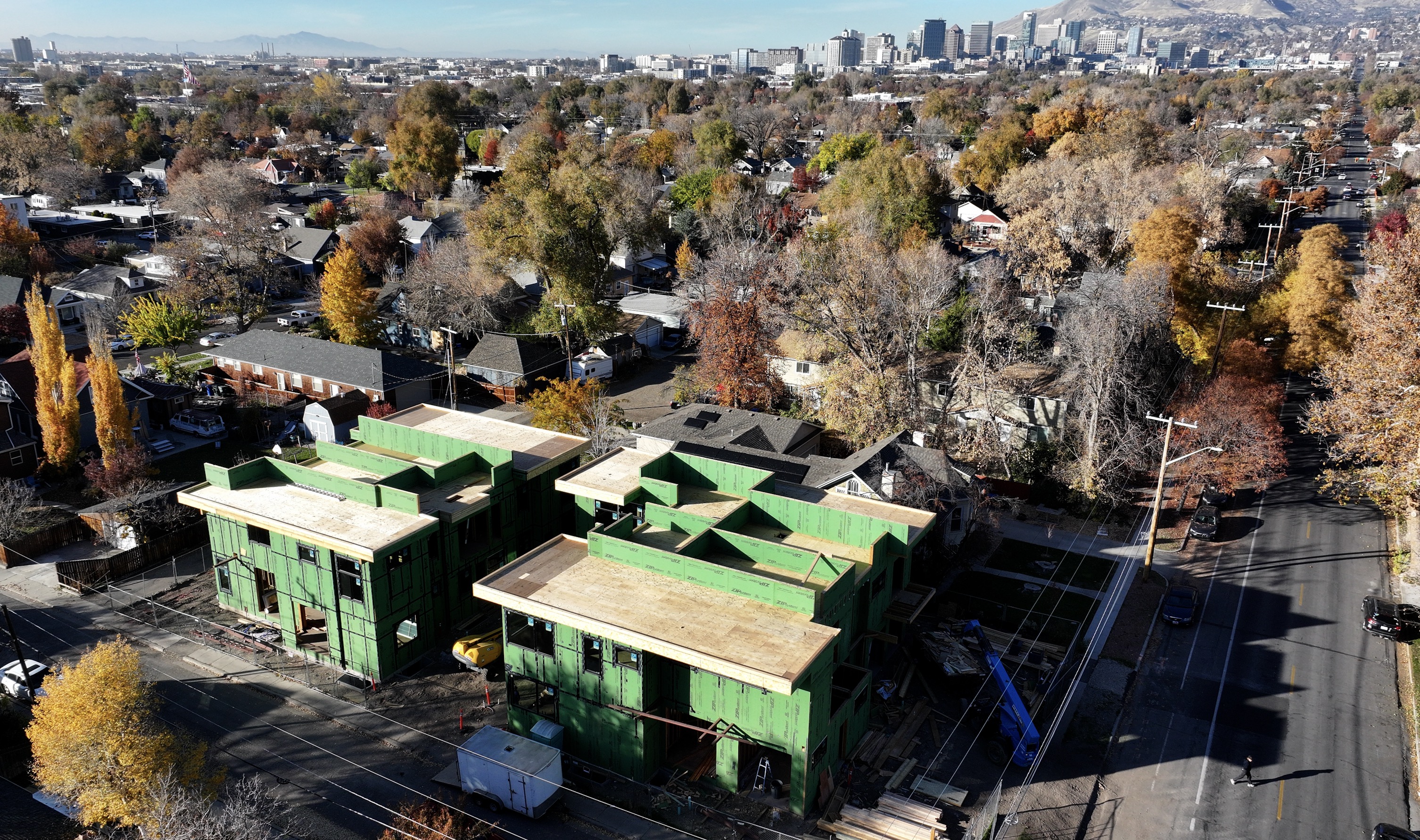 Condominiums are under construction in Salt Lake City on Nov. 11, 2025. Salt Lake City is seeking to shake up its residential zones, which could allow for more housing types across a third of the city, as it aims to handle affordability hurdles.