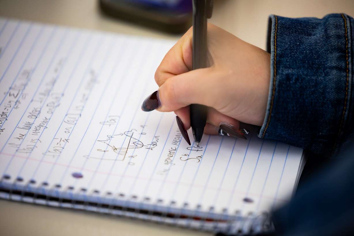 University of Utah student Olive Nelson, 20, studies at the J. Willard Marriott Library in Salt Lake City on Wednesday.