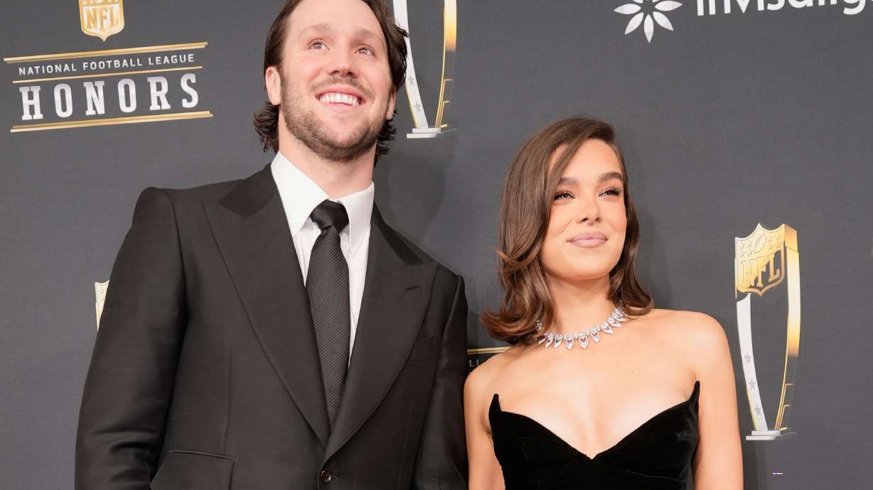 FILE - Josh Allen, of the Buffalo Bills, and Hailee Steinfeld appear at the NFL Honors award show ahead of the Super Bowl 59 football game in New Orleans on Feb. 6, 2025.