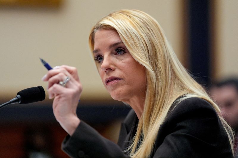 Attorney General Pam Bondi testifies before a House Judiciary Committee hearing on oversight of the Justice Department, on Capitol Hill in Washington, Feb. 11. Bondi was fired as attorney general on Thursday.