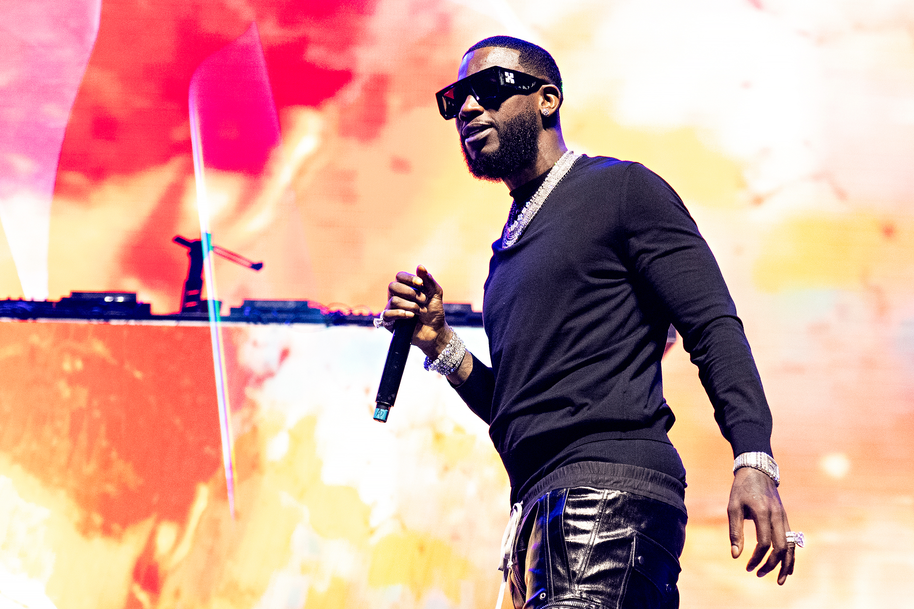Gucci Mane performs at the Essence Festival in New Orleans on July 1, 2023. Federal prosecutors have accused rapper Pooh Shiesty and eight others of robbing three men at gunpoint and kidnapping them in Texas following a contract dispute.