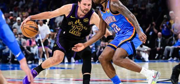 Lakers' Luka Doncic hurts left hamstring in a blowout loss to Thunder with MRI set for Friday