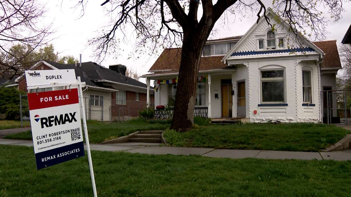 A house for sale in Salt Lake City is pictured on Thursday. Mortgage rates are now at their highest level in months.
