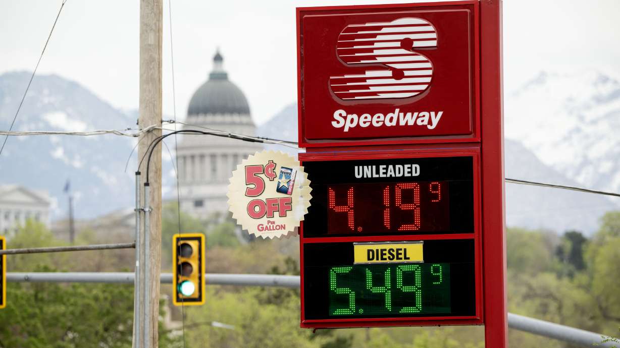 Gas prices at a Speedway station in Salt Lake City on March 31. When it comes to thoughts on economic conditions, Utahns generally have a better outlook than the rest of the country.