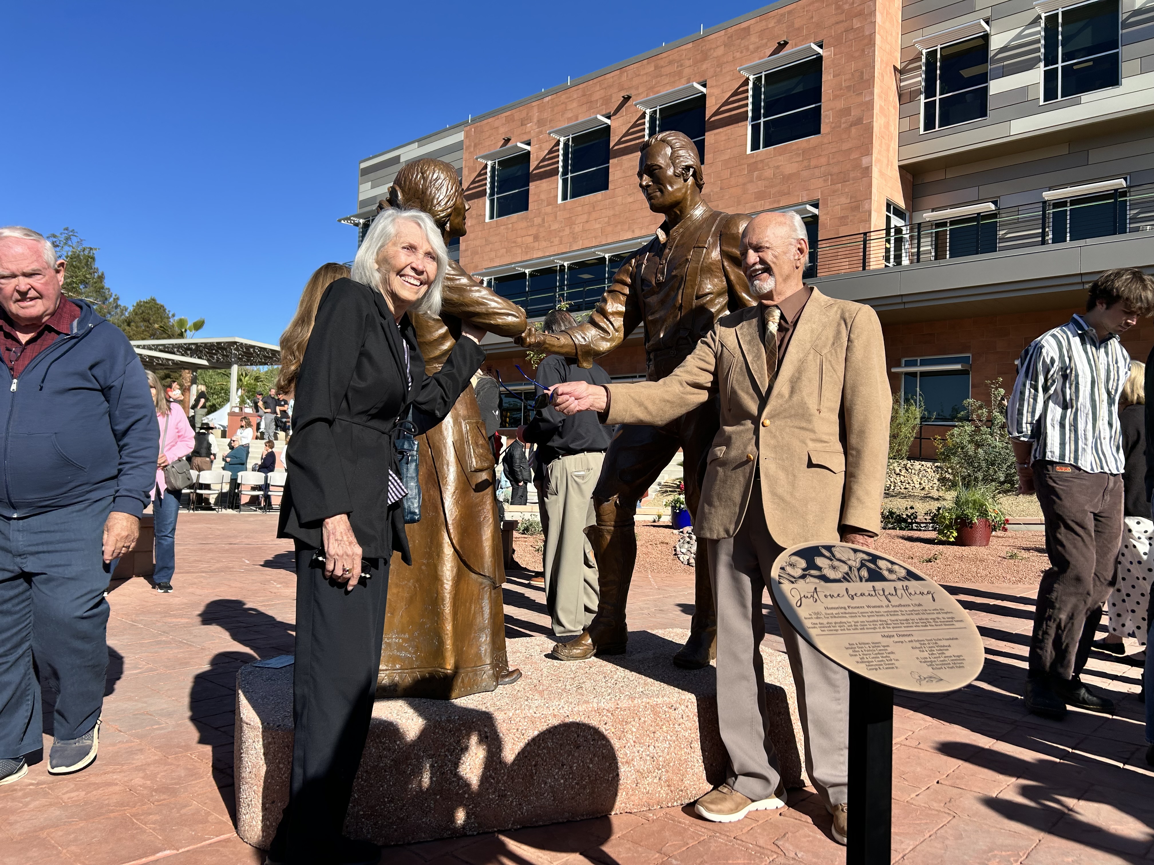 St. George unveils sculpture honoring pioneer woman who asked for 'just one beautiful thing' 