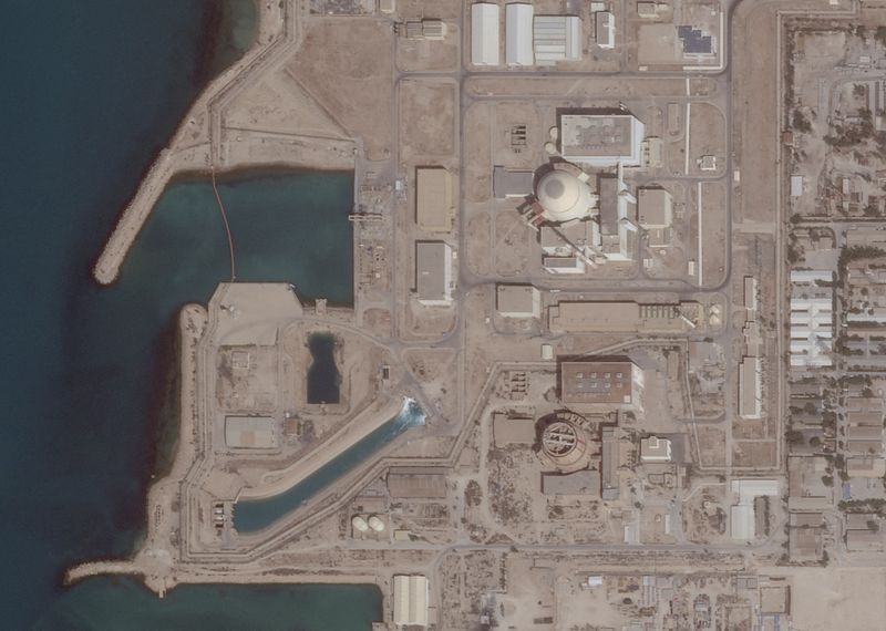 Satellite image shows the Bushehr Nuclear Power Plant, in Bushehr Province, Iran, May 26. A fourth strike near the plant was reported on Saturday as the Iran war continued.