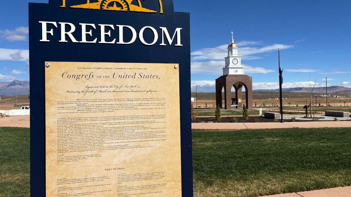 The Bill of Rights is displayed at Liberty Village outside Hurricane, Washington County. The most iconic buildings and people that 250 years ago delivered the American Revolution are indeed being brought to life 10 miles due south of the I-15 freeway.