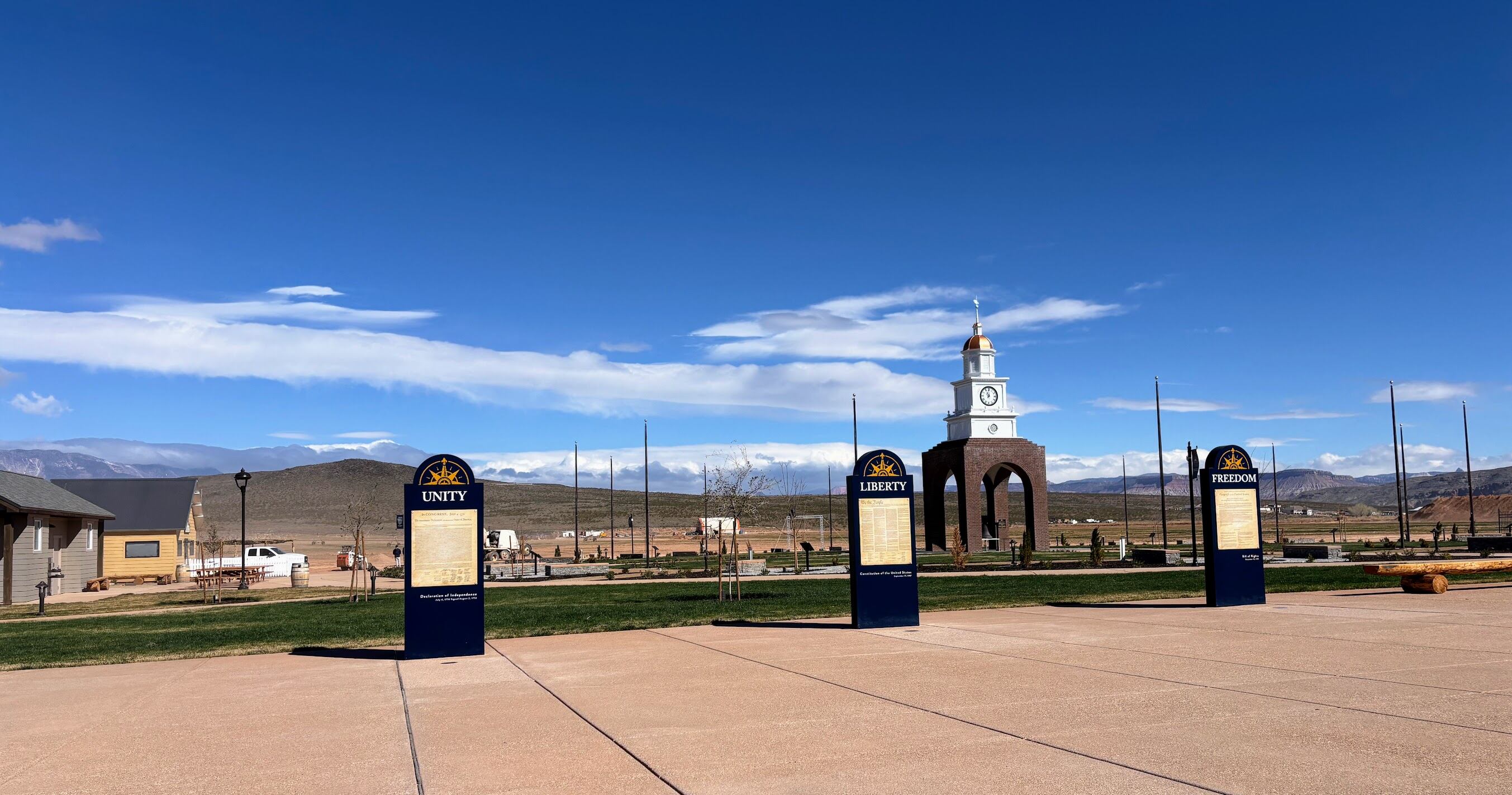 The Declaration of Independence, the Constitution and the Bill of Rights are displayed at Liberty Village outside Hurricane, Washington County.