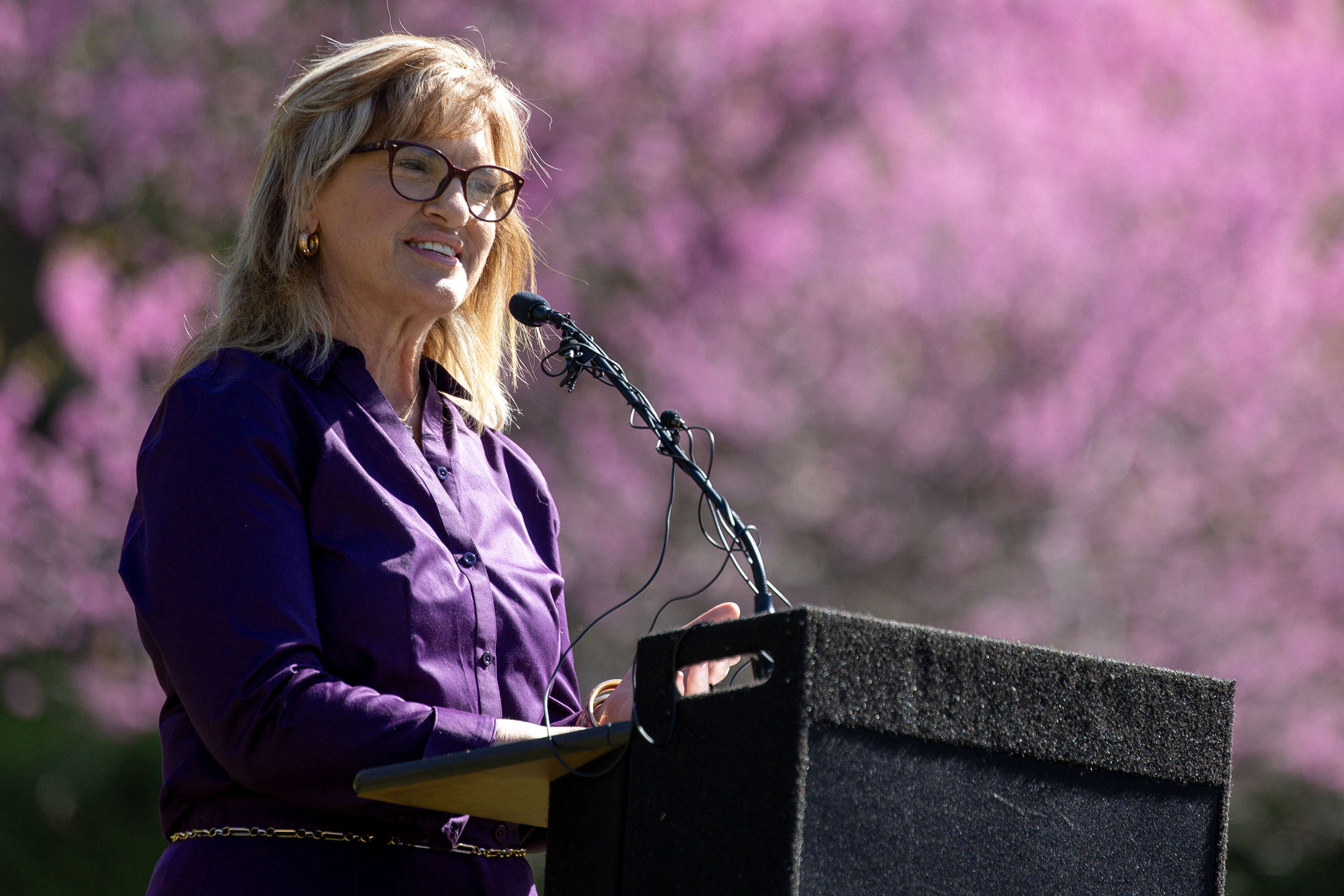 Sandy Mayor Monica Zoltanski speaks during a press conference announcing the release of new water shares for the Great Salt Lake at Memory Grove Park in Salt Lake City on Monday.