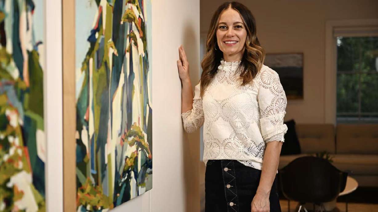 Author Ally Condie poses for photos in Provo on June 14, 2024. Condie’s latest mystery novel, which comes out Tuesday, chronicles three women who connect through an online book group and decide to meet up.