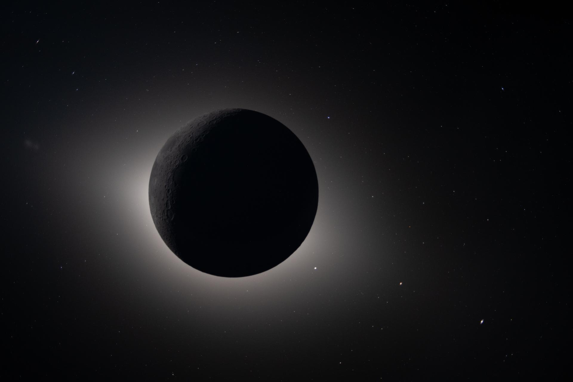 Captured by the Artemis II crew during their lunar flyby on April 6, this image shows the moon fully eclipsing the sun.