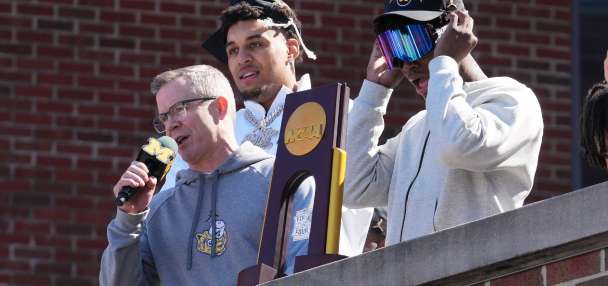 Back in Ann Arbor, Dusty May tells jubilant Michigan fans: 'This trophy is yours'