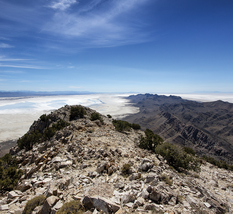The Newfoundland Mountains in Box Elder County are encircled by the Great Salt Lake Desert Salt Flats. A series of dykes and other infrastructure were constructed in this area in the 1980s, but that's preventing some water from returning to the Great Salt Lake.