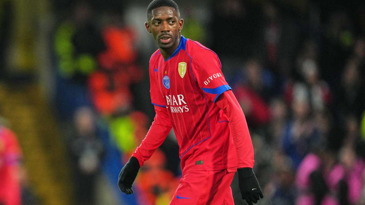 PSG's Ousmane Dembele during the Champions League soccer match between Chelsea and Paris Saint-Germain in London, England, Tuesday, March 17, 2026.