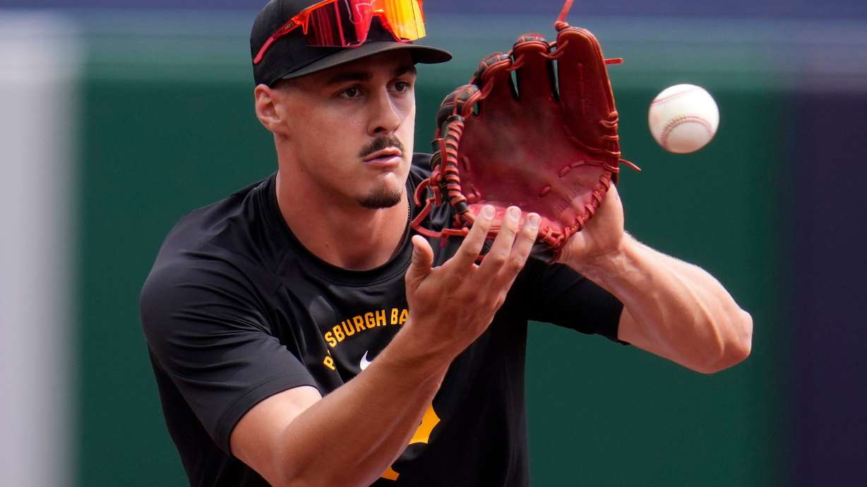 Pittsburgh Pirates' Konnor Griffin takes infield practice before making his Major League Baseball debut in the Pirates' home-opener against the Baltimore Orioles in Pittsburgh, Friday, April 3, 2026.