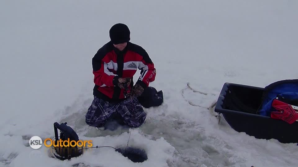 Ice fishing at Daniel's Reservoir