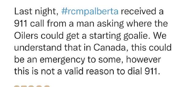 Have You Seen This? Canadians reminded that poor goaltending is not a reason to call 911