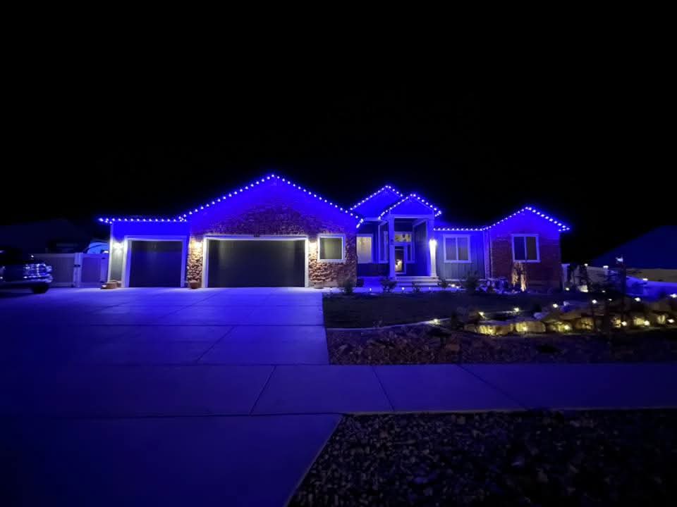 A home with purple colored lights is pictured in honor of Erin Plumb. Community members are rallying around the 20-year-old and her family after a severe "freak" accident on Sunday left her with serious and an uncertain road to recovery.