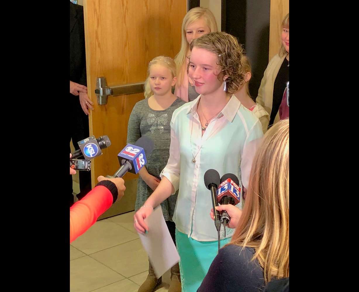 Deserae Turner speaks to reporters after a sentencing hearing for Jayzon Decker on Feb. 7, 2018, in Logan. A new state law taking effect next month would have allowed Decker and his friend to face upgraded charges for plotting to shoot and kill Turner.