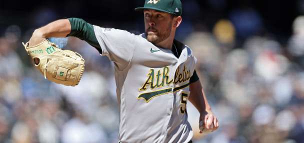 A's lefty Jeffrey Springs loses a no-hit bid in the seventh inning against the Yankees
