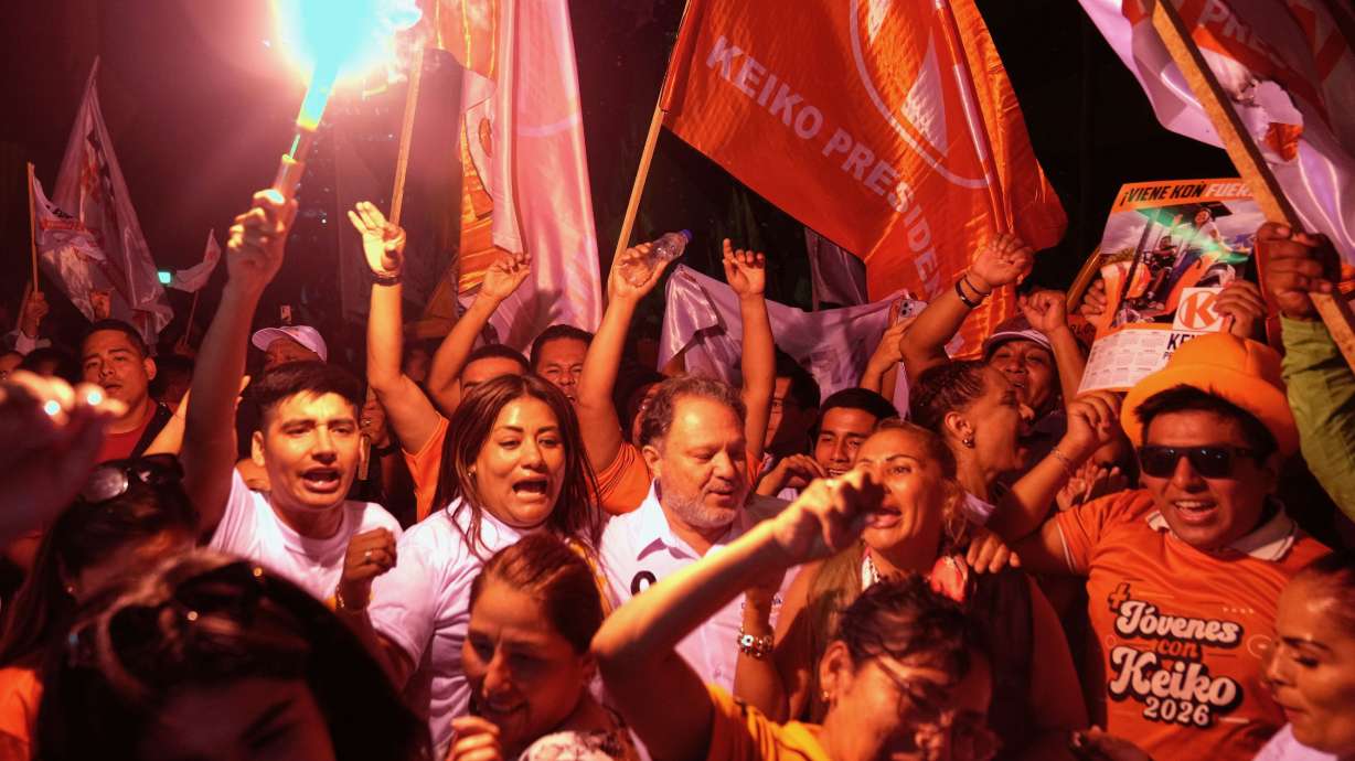 Supporters of presidential hopeful Keiko Fujimori on March 31 in Lima, the Peruvian capital. Peruvians in Utah will count among the voters weighing in Sunday in Peru's presidential elections.