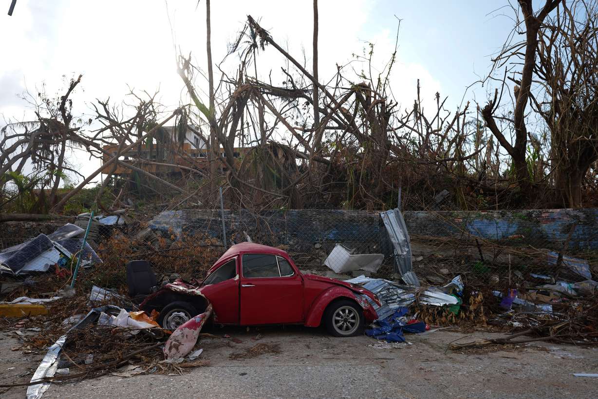 The Hotel Flamingo is surrounded by debris in the aftermath of Hurricane Otis, in Acapulco, Mexico, Nov. 10, 2023. With powerful Hurricane Polo swirling near the coast on Thursday, many residents who lived through Otis are on edge.