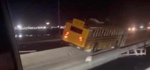 School bus slams into concrete barrier following hit-and-run on the freeway, Idaho police say