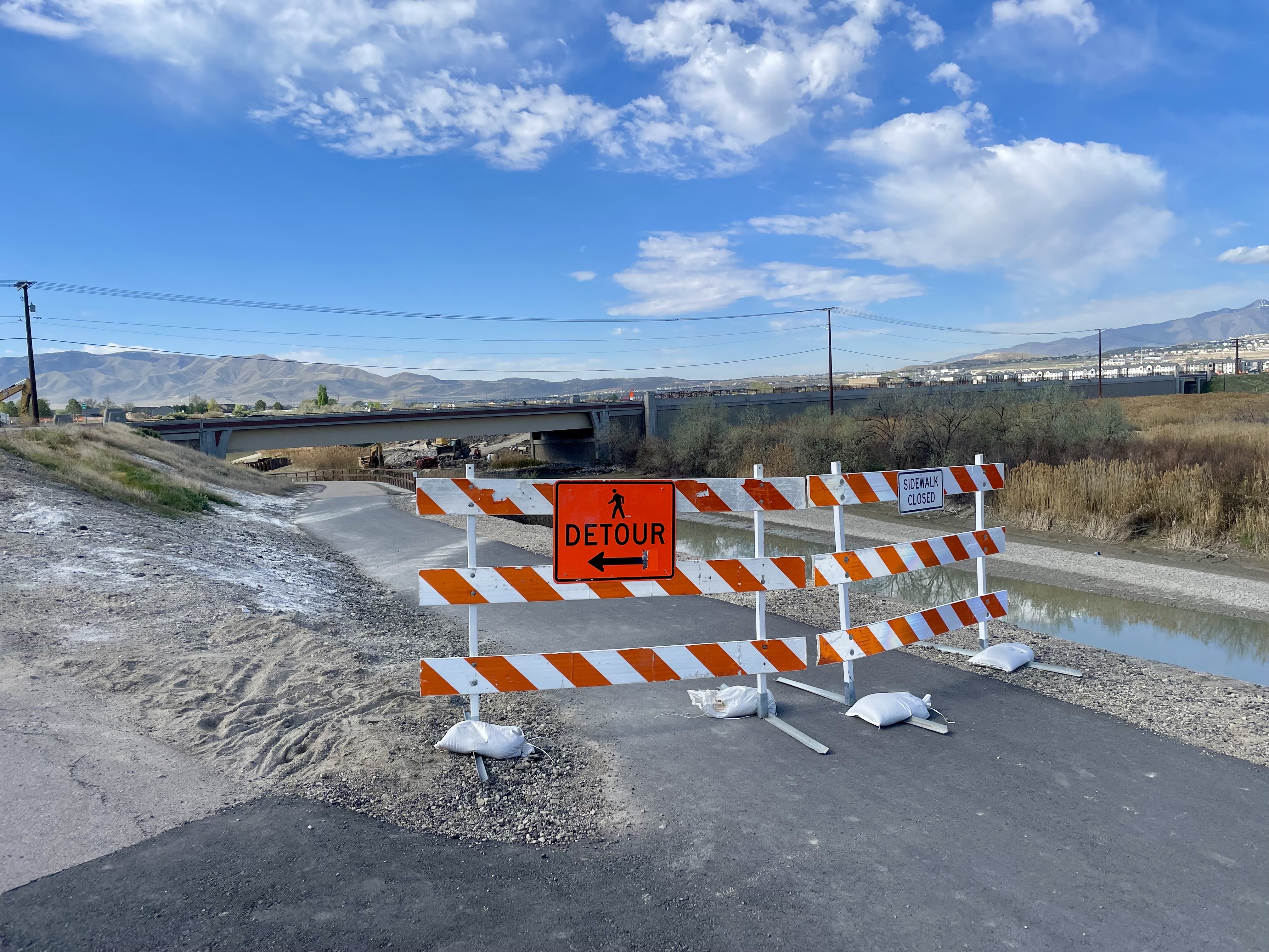 Pedestrian detour in place on Lehi's Jordan River Trail as new freeway construction begins