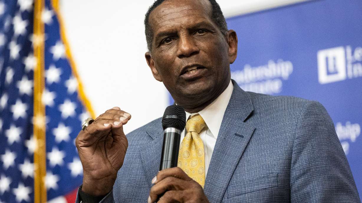 Rep. Burgess Owens, R-Utah, speaks during an event held by the Utah Federation of College Republicans at the University of Utah in Salt Lake City on Friday.