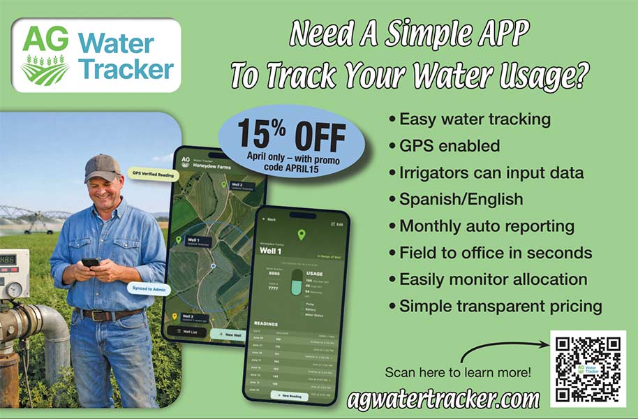 An advertisement promoting the the Ag Water Tracker app. Anderson said he's looking to help eastern Idaho farmers navigate another dry summer through launching the app.