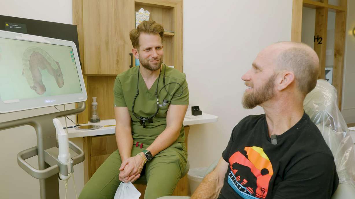 Paul meeting with Dr. Logan Locke of Smile Clinic in Midvale.