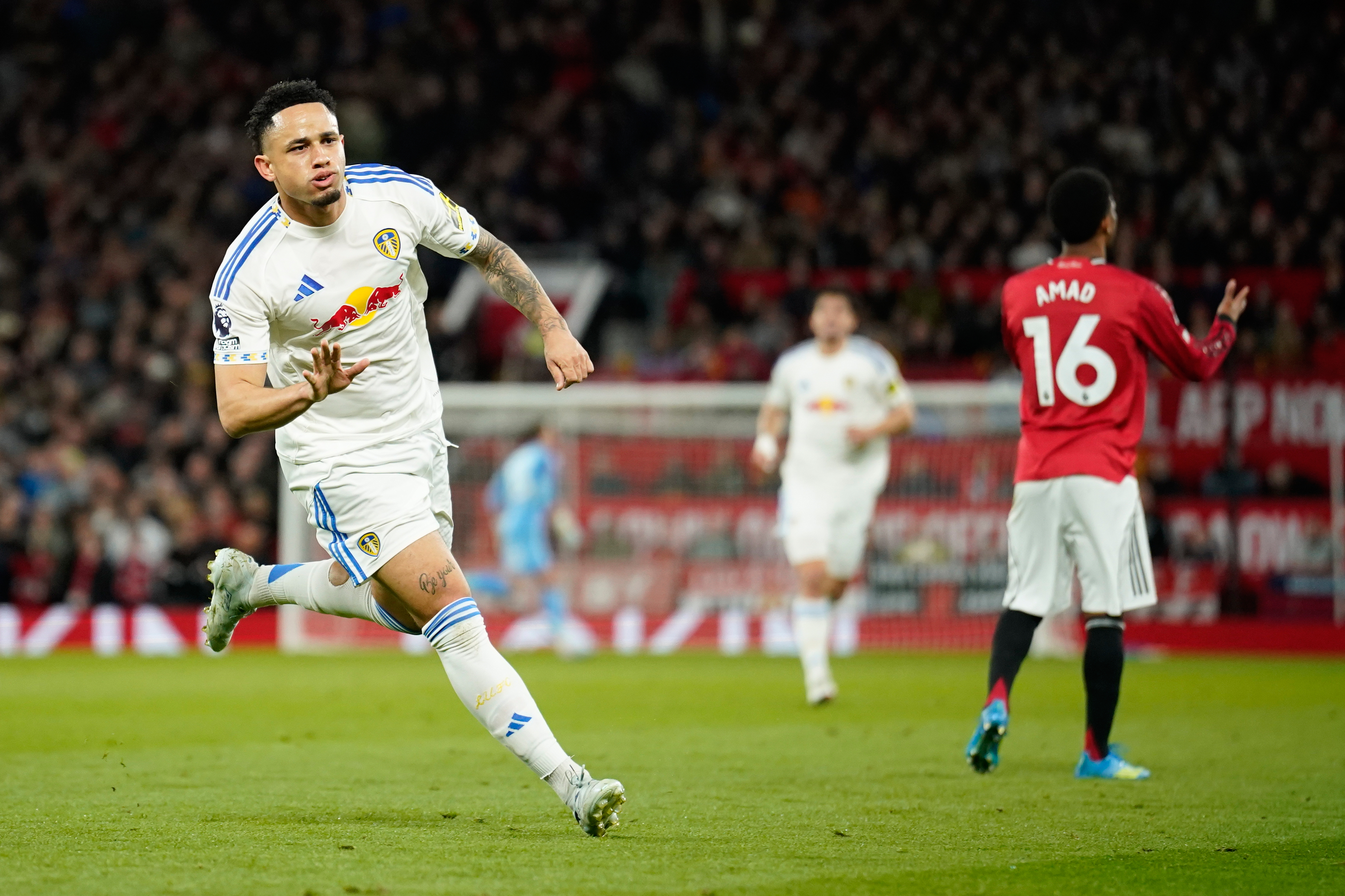 Okafor decisive double helps Leeds win thrilling encounter at Old Trafford