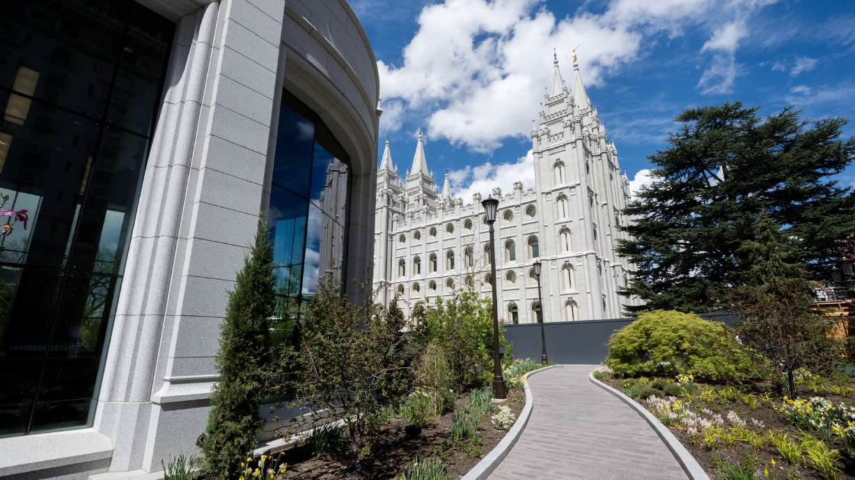 The Salt Lake Temple is still under reconstruction as media are given tours of the new visitors' center on Temple Square in Salt Lake City, April 13. The Church of Jesus Christ of Latter-day Saints issued an invitation to the October conference on Thursday.