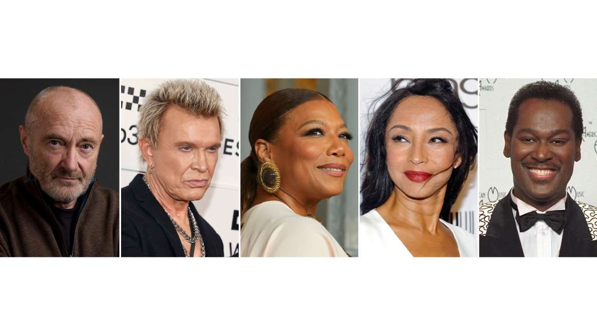 This combination of images show, from left, Phil Collins, Billy Idol, Queen Latifah, Sade and Luther Vandross.
