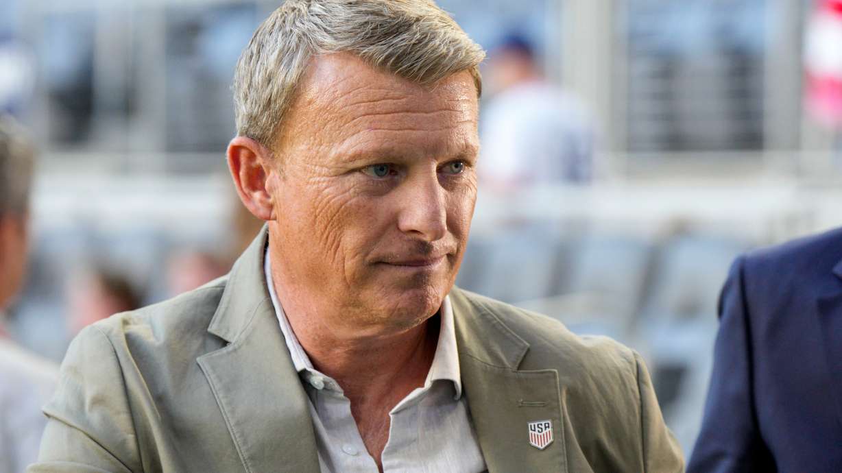 FILE - U.S. Soccer Federation sporting director Matt Crocker atteneds the international friendly soccer match between the United States and New Zealand, Tuesday, Sept. 10, 2024, in Cincinnati.
