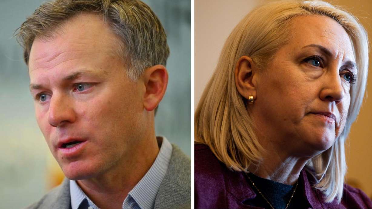 Rep. Blake Moore, R-Utah, faces an intraparty challenge from state Rep. Karianne Lisonbee, R-Syracuse, in the race for Utah's 2nd Congressional District.