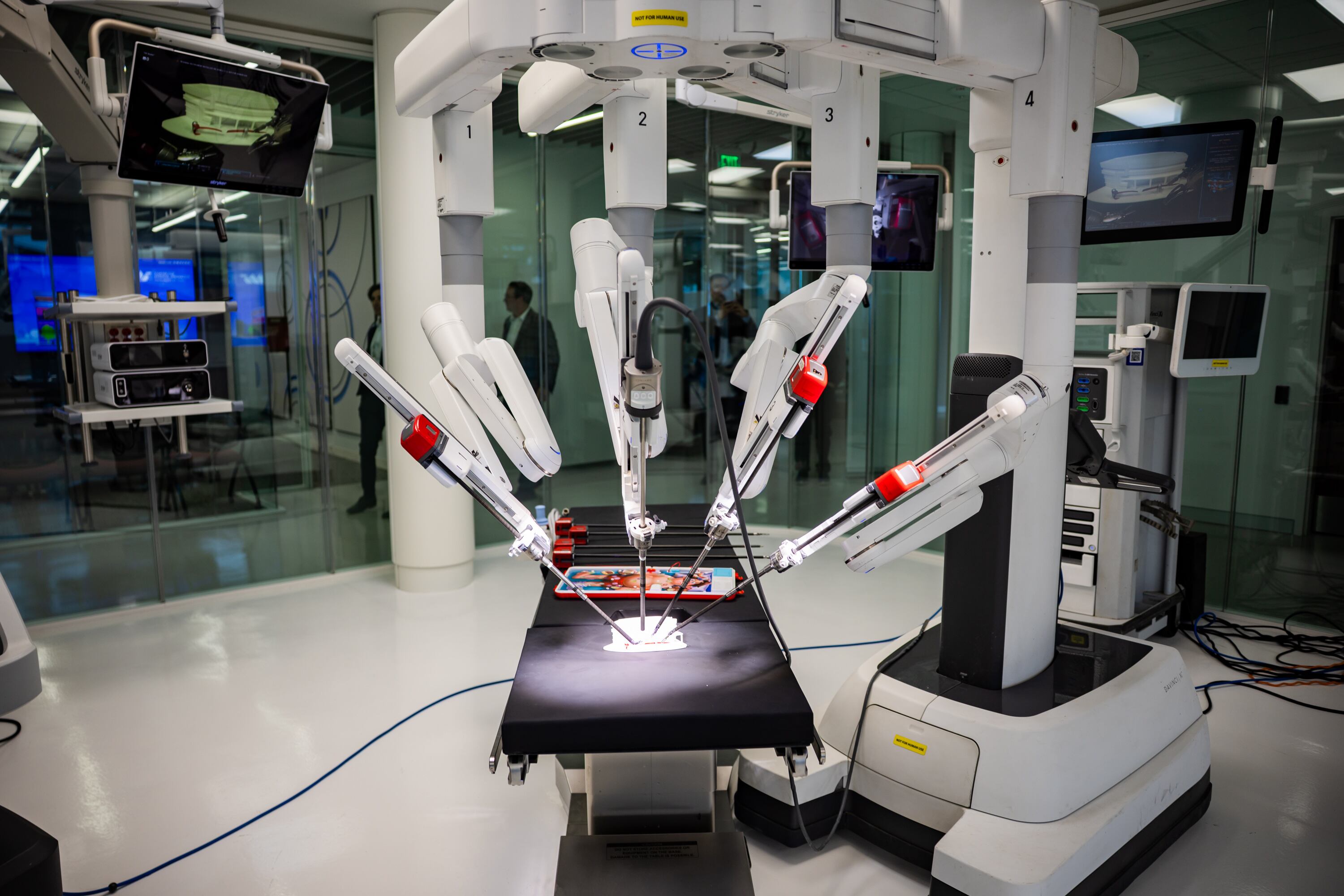 Da Vinci Robotic Surgical System inside the ASCENT Surgical Lab during a formal dedication event at the James Levoy Sorenson Center for Medical Innovation in Salt Lake City on Tuesday. The nearly 60,000-square-foot, four-level center is designed to accelerate medical research, medical device development and life sciences training.