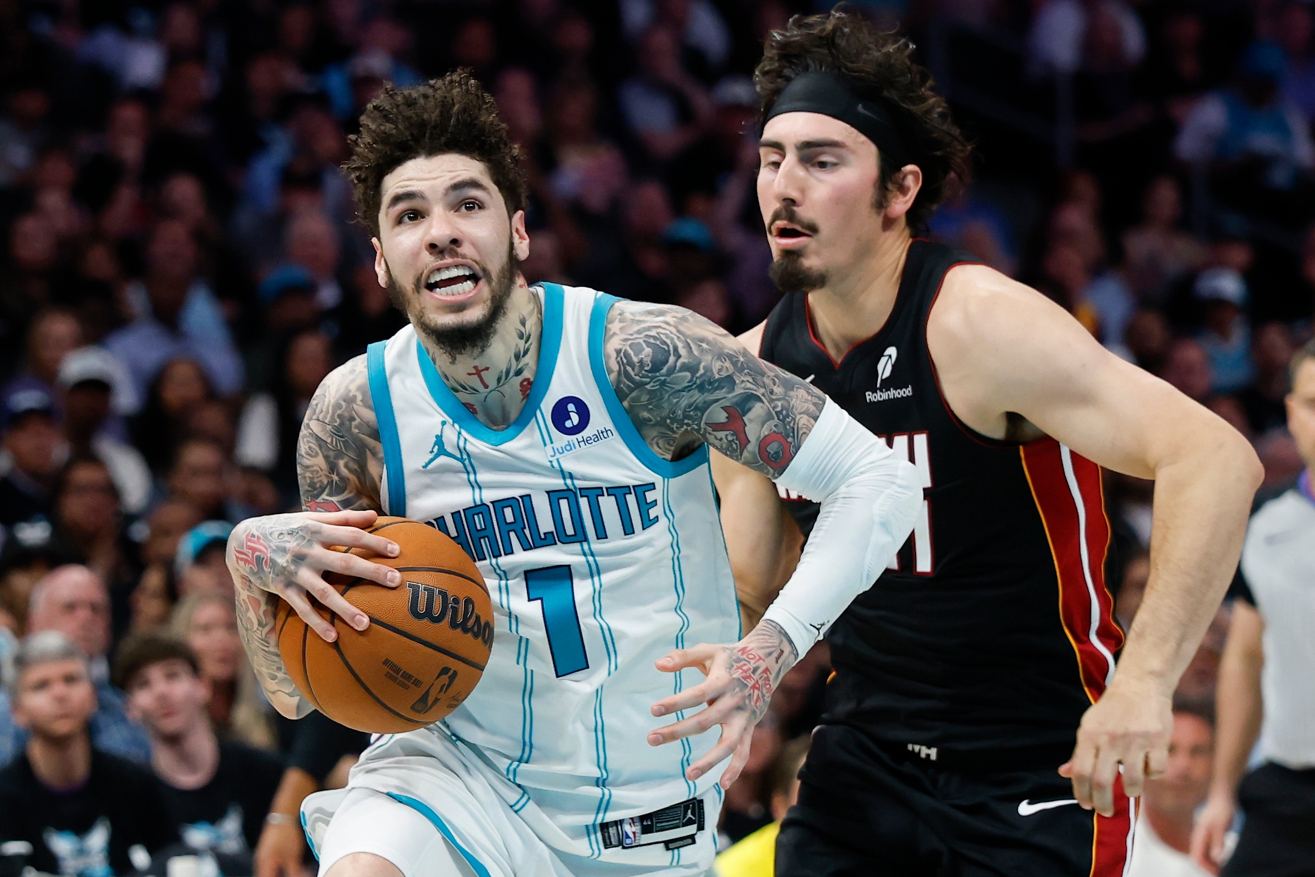 LaMelo Ball's layup, Miles Bridges' block at buzzer give Hornets 127-126 win over Heat in play-in