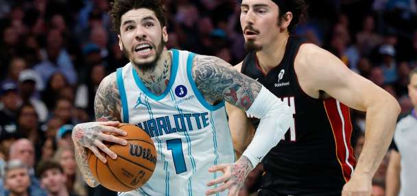 LaMelo Ball's layup, Miles Bridges' block at buzzer give Hornets 127-126 win over Heat in play-in
