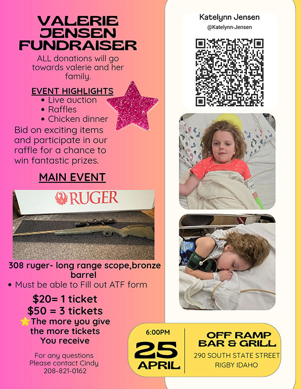 A flyer promoting an upcoming fundraiser for Valerie Jensen.
