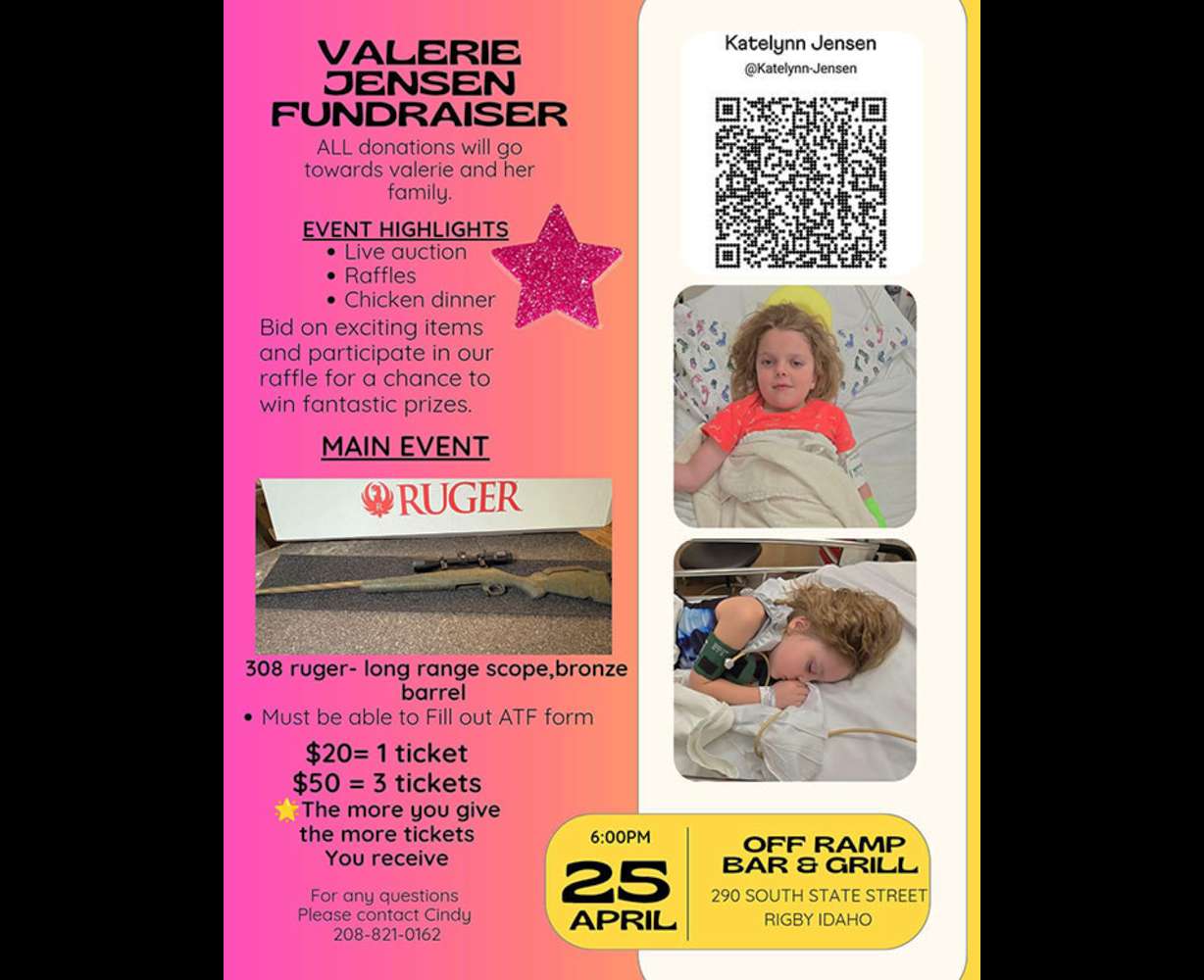 A flyer promoting an upcoming fundraiser for Valerie Jensen.